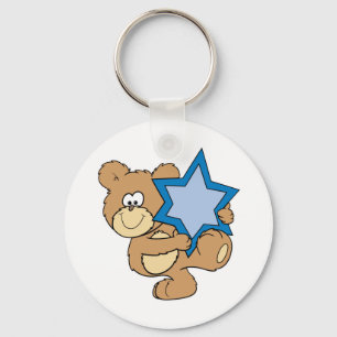 Porte-clés ourson de Hanouka mignon tenant l'étoile de David
