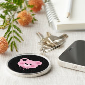 Porte-clés ourson rose et noir mignon (Côté)