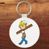 Porte-clés Ouvrier de construction avec bois (Recto)