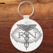 Porte-clés Oval Caduceus RN Nurse custom name keychain (Recto)