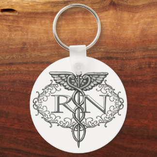 Porte-clés Oval Caduceus RN Nurse custom name keychain