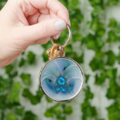 Porte-clés Ovations debout, fractale abstraite bleu turquoise (Main)