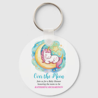 Porte-clés Over the Moon Baby Shower – Sleeping Unicorn 