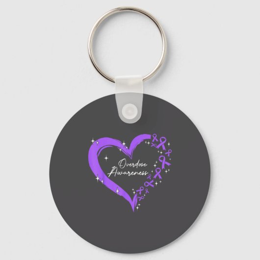Porte-clés Overdose Awareness Purple Ribbon Drug Addiction He (Recto)