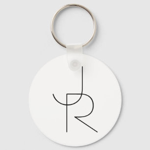 Porte-clés Overlapping Initials   Black On White