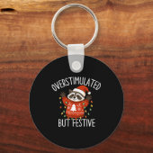 Porte-clés Overstimulated But Festive Christmas Racoon Men Wo (Recto)