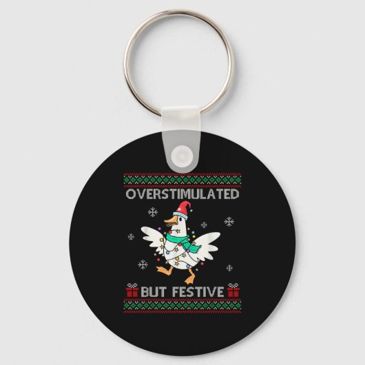 Porte-clés Overstimulated But Festive Goose Ugly Sweater Chri (Recto)