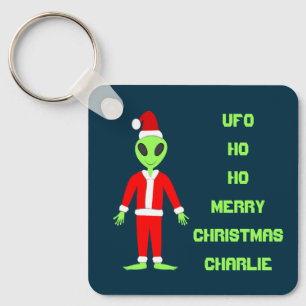 Porte-clés OVNI Ho Père Noël alien Personnalisé