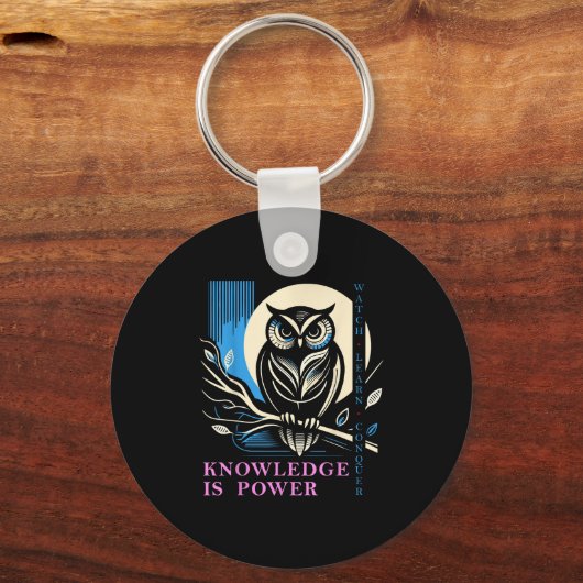Porte-clés Owl - Knowledge Is Wer - Wisdom Owl Design (Recto)