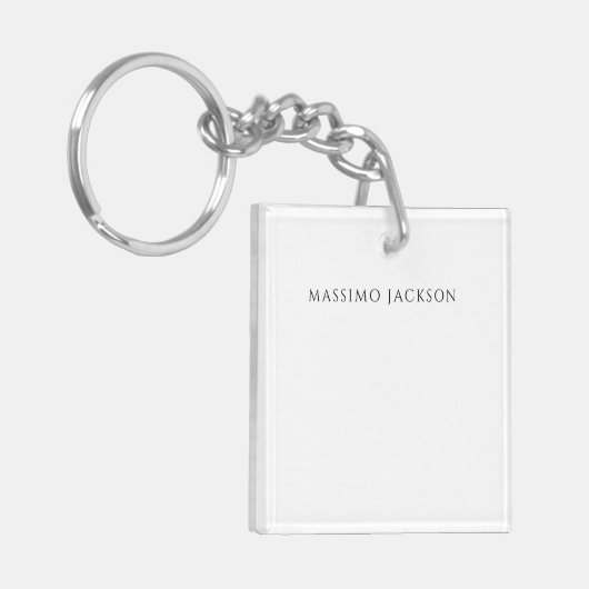 Porte-clés Own Name Calligraphy Chic Plain Simple Black White (Devant gauche)