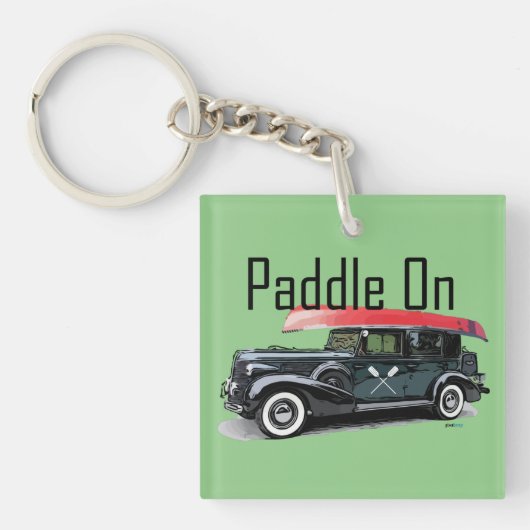 Porte-clés Paddle On Classic Car Design - Carré (double-side (Devant)