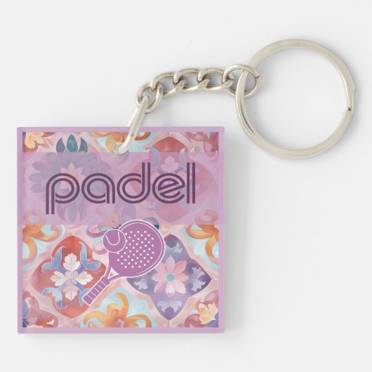 Porte-clés Padel Key Chain – Spanish Tile Vibes in Purple (Dos)