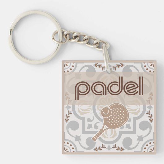 Porte-clés Padel Key Chain – Spanish Tile Vibes Taupe Brown (Devant)