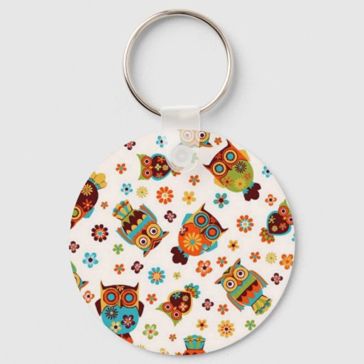 Porte-clés padrão com mochos e flores (Recto)