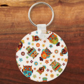 Porte-clés padrão com mochos e flores (Recto)