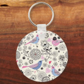 Porte-clés padrão de flores e passaros (Recto)