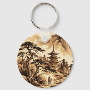 Porte-clés pagode japonaise vintage