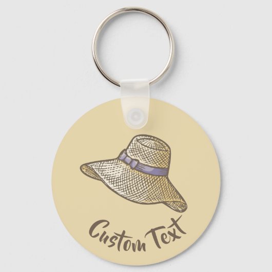 Porte-clés Paille à la main Casquette Porte - clé beige (Recto)