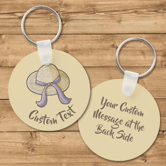 Porte-clés Paille Casquette beige