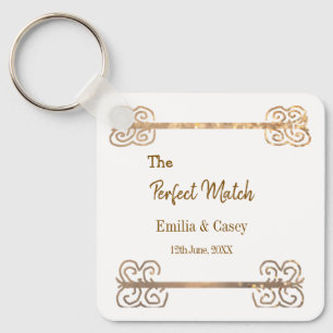 Porte-clés Pailletage doré vintage le couple parfait na