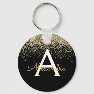 Porte-clés Pailleté de luxe Monogramme Or Noir