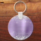 Porte-clés Paillettes Argentées Violet Clair Feuille de Papie (Verso)