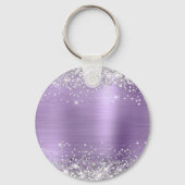 Porte-clés Paillettes Argentées Violet Clair Feuille de Papie (Verso)