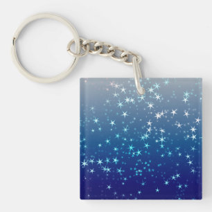 Porte-clés Paillettes de Noël Étoiles Ciel Bleu