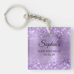 Porte-clés Paillettes Lilas Clair Feuille 30e Anniversaire Ph