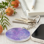 Porte-clés Paillettes rose et violet Bling  (Devant droit)