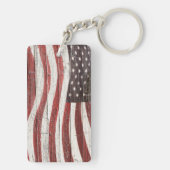 Porte-clés Painted American Flag on Rustic Wood Texture (Dos)
