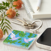 Porte-clés Paire de colombes blanches (Devant Droit)