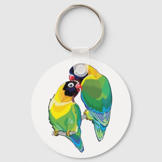 Porte-clés paire de lovebirds masqués (Recto)