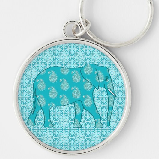 Porte-clés Paisley - bleu turquoise et aqua (Devant)
