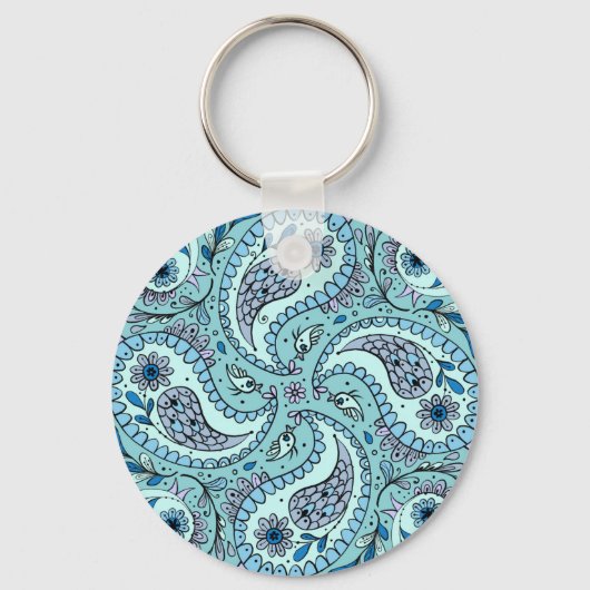Porte-clés Paisley en bleu bébé (Recto)