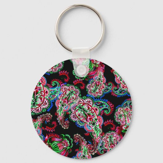Porte-clés Paisley Floral Pattern, Ethnic Arrière - plan. (Recto)