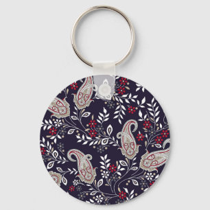 Porte-clés Paisley indien traditionnel, motif sans soudure.