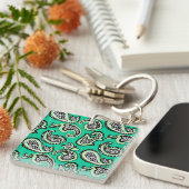 Porte-clés Paisley Intemporel sur Fond Vert (Devant Droit)