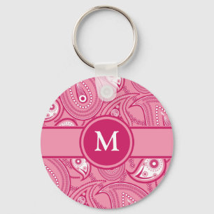 Porte-clés Paisley rose et blanc