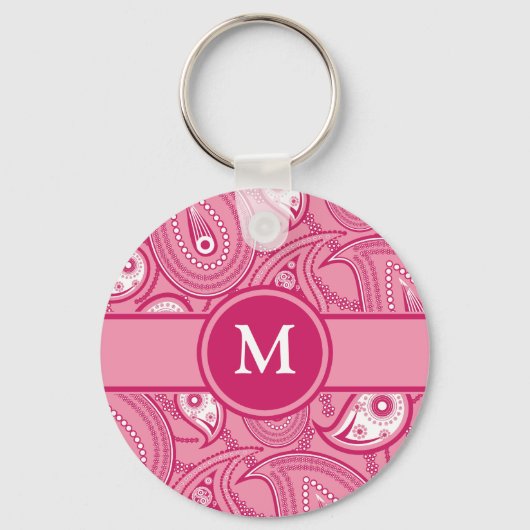 Porte-clés Paisley rose et blanc (Recto)