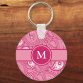 Porte-clés Paisley rose et blanc (Recto)