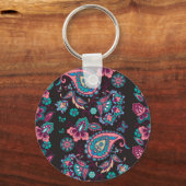 Porte-clés Paisley Stripe : Noir Décoratif Sans Seamless (Verso)