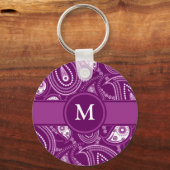 Porte-clés Paisley violet et blanc (Recto)
