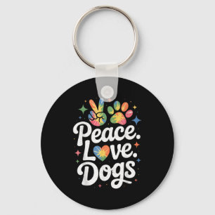 Porte-clés Paix Amour Chiens Tie-Dye Amoureux des Chiens Sauv
