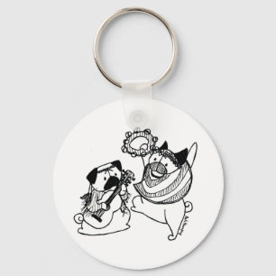 Porte-clés Paix, amour, et carlins