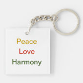 Porte-clés Paix amour harmonie or rouge vert (Dos)