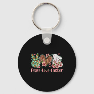 Porte-clés Paix Amour Lapin de Pâques Fleur Léopard Carreaux