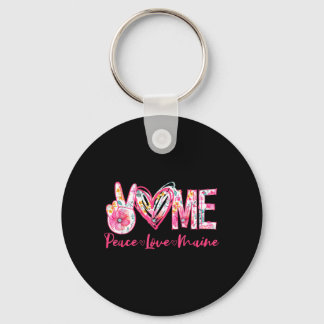 Porte-clés Paix Amour Maine Floral Vintage Maine Fierté de l'