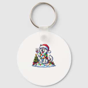 Porte-clés Paix drôle Main Husky Lumières Noël Femmes Hommes
