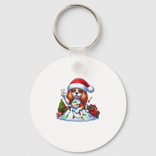 Porte-clés Paix main Cavalier Roi Charles Spaniel Noël (Recto)